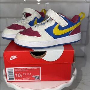 Nike Court Borough Kids Sneakers - White, Blue, Yellow, Red